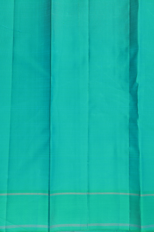 Kanchipuram Silk Saree In Turquoise Blue With Checks Design