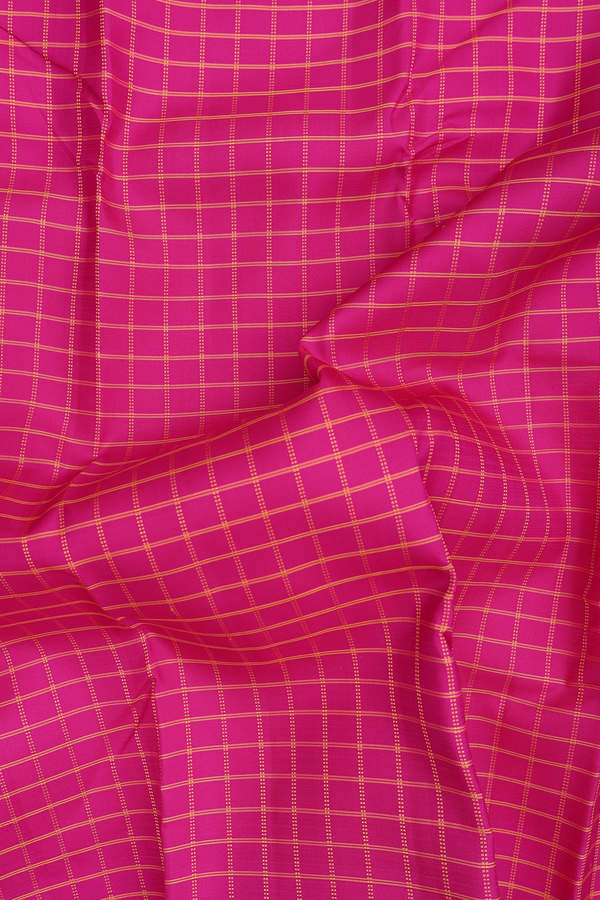 Kanchipuram Silk Saree In Dark Pink With Checks Design