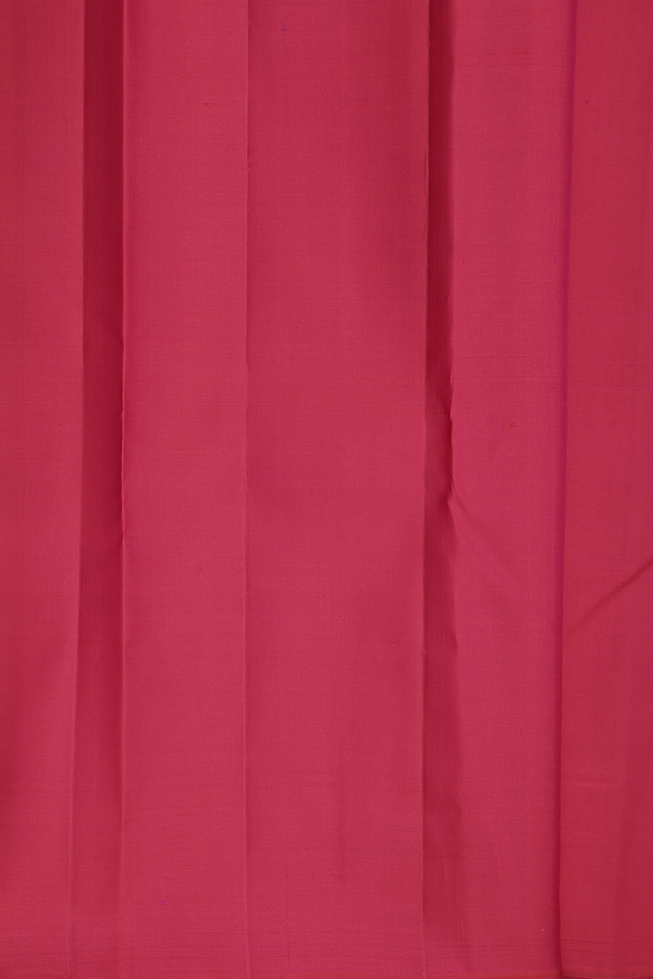 Kanchipuram Silk Saree In Reddish Pink With Stripes Design