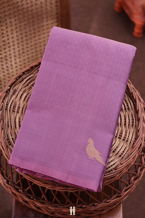 Kanchipuram Silk Saree In Dusty Lavender With Stripes Design