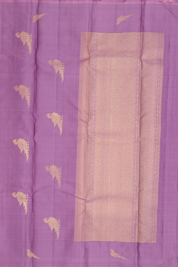 Kanchipuram Silk Saree In Dusty Lavender With Stripes Design