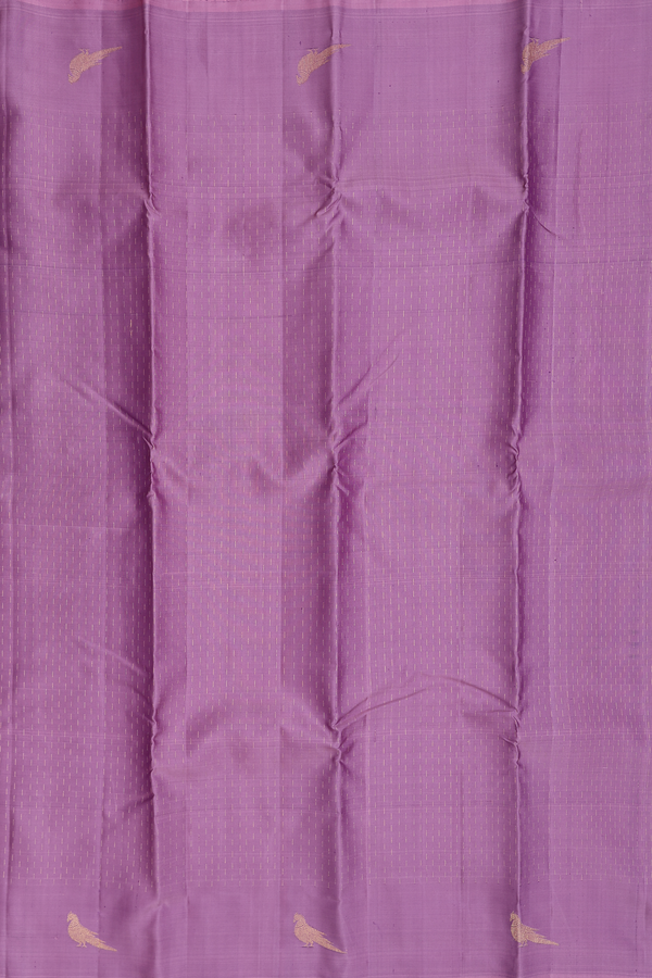 Kanchipuram Silk Saree In Dusty Lavender With Stripes Design