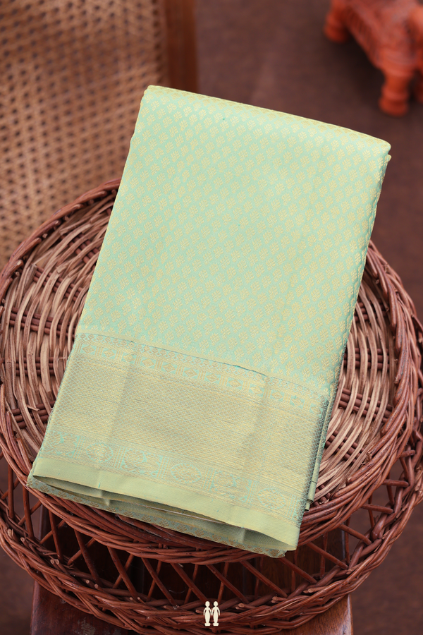Kanchipuram Silk Saree In Mint Green With Jacquard Pattern