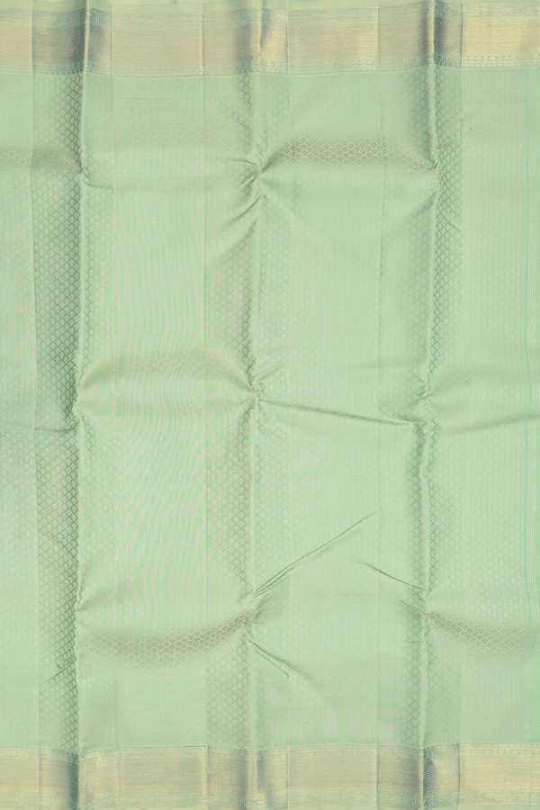 Kanchipuram Silk Saree In Mint Green With Jacquard Pattern