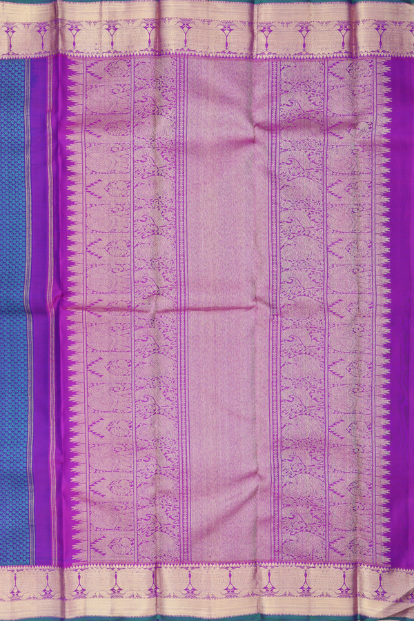 Kanchipuram Silk Saree In Cobalt Blue With Jacquard Pattern