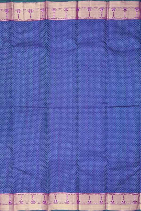 Kanchipuram Silk Saree In Cobalt Blue With Jacquard Pattern