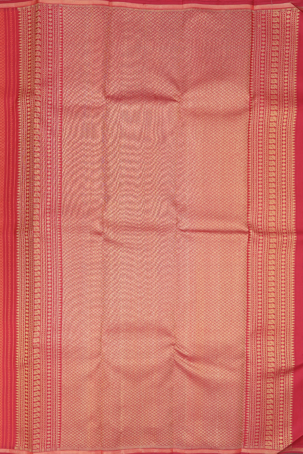 Kanchipuram Silk Saree In Red With Threadwork Design