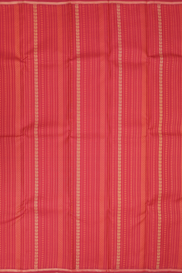 Kanchipuram Silk Saree In Red With Threadwork Design