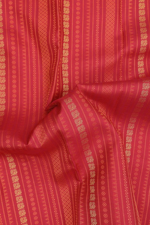 Kanchipuram Silk Saree In Red With Threadwork Design