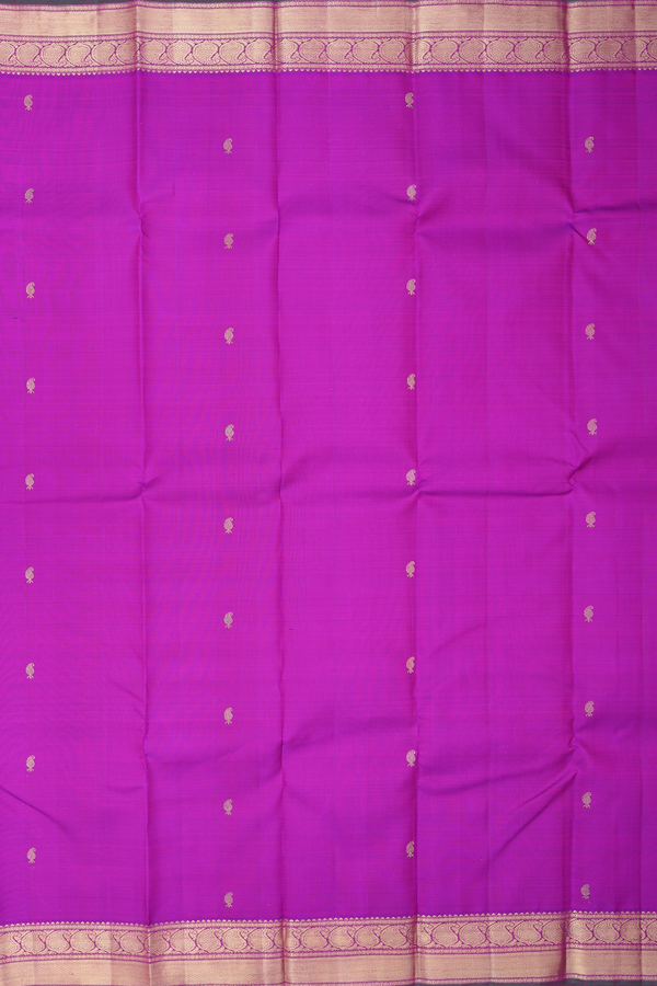 Kanchipuram Silk Saree In Purple Rose With Paisley Buttas