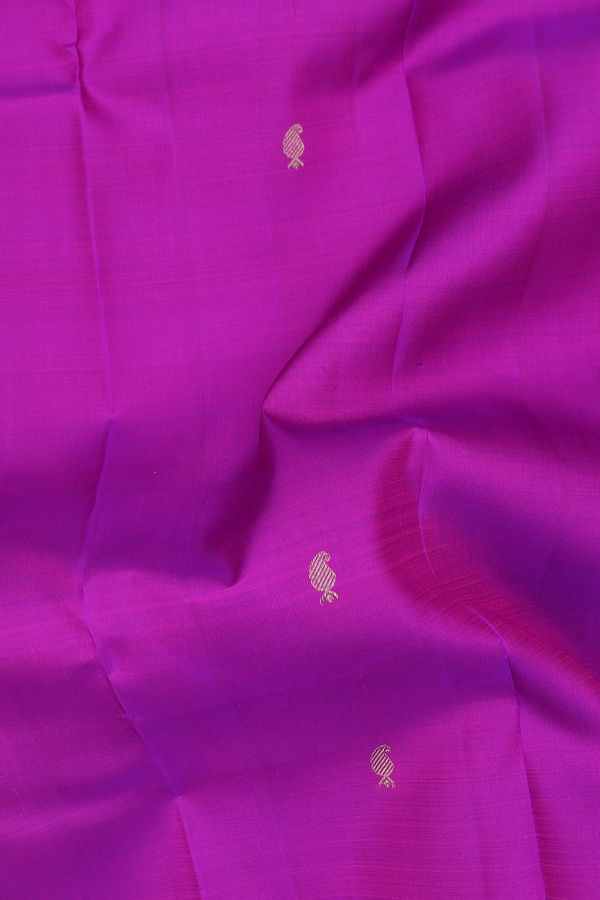 Kanchipuram Silk Saree In Purple Rose With Paisley Buttas
