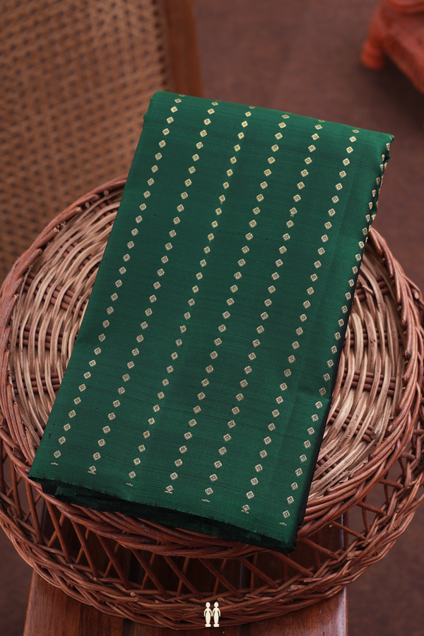 Kanchipuram Silk Saree In Black And Green With Half And Half