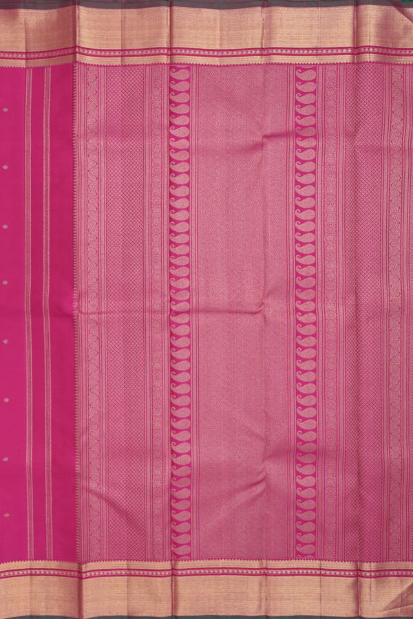 Kanchipuram Silk Saree In Dark Pink With Floral Buttis