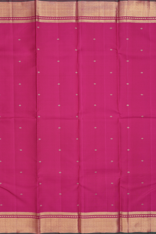 Kanchipuram Silk Saree In Dark Pink With Floral Buttis