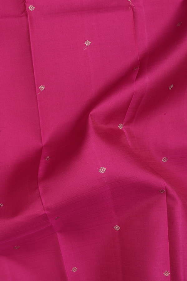 Kanchipuram Silk Saree In Dark Pink With Floral Buttis