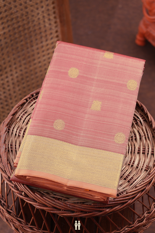 Kanchipuram Silk Saree In Dusty Pink With Iruthalai Pakshi