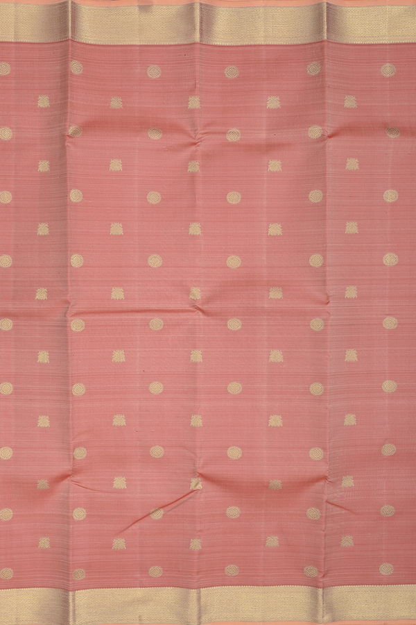Kanchipuram Silk Saree In Dusty Pink With Iruthalai Pakshi