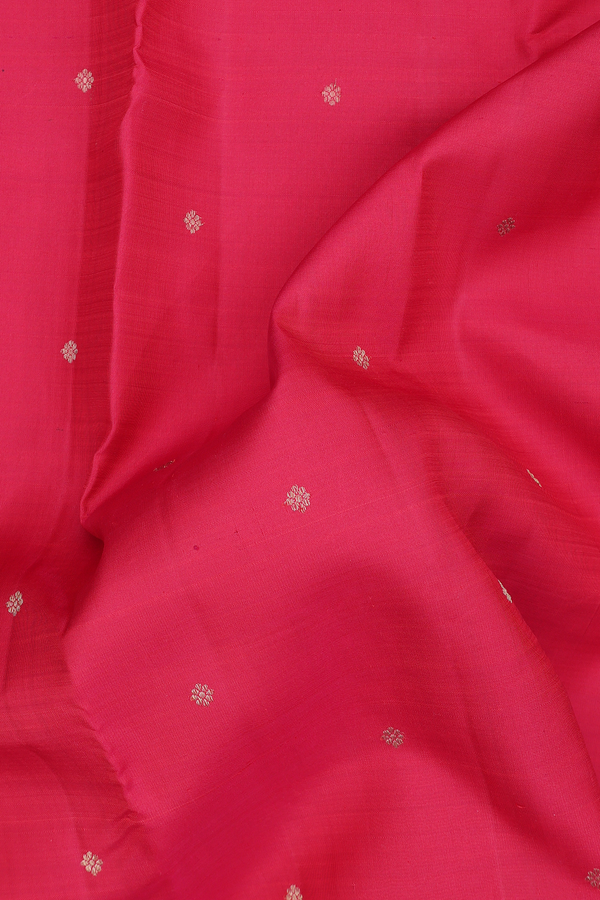 Kanchipuram Silk Saree In Red With Floral Buttis