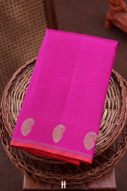 Kanchipuram Silk Saree In Magenta With Paisley Border