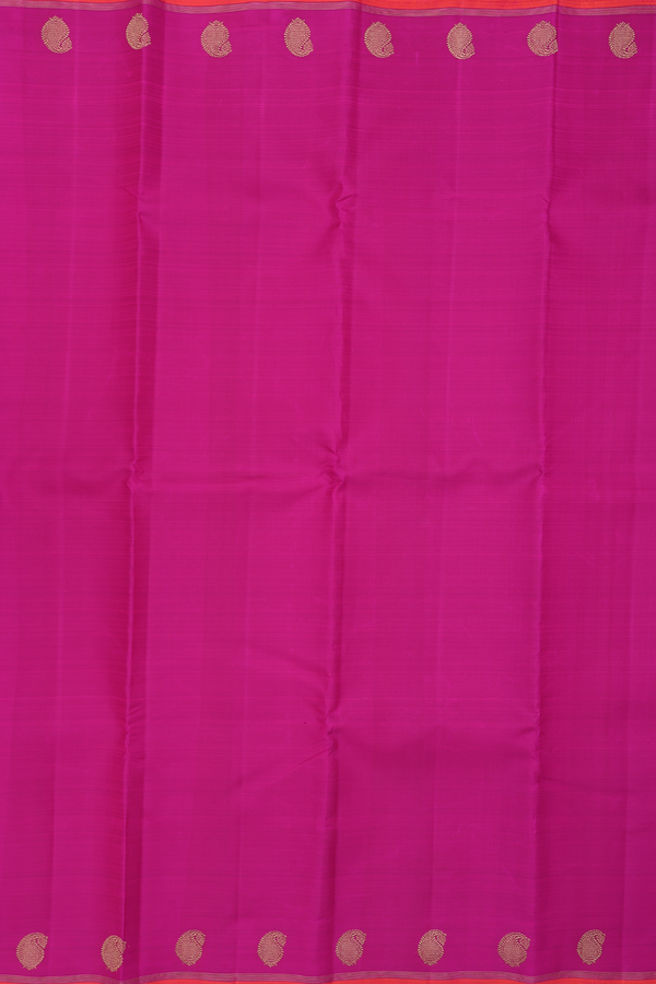 Kanchipuram Silk Saree In Magenta With Paisley Border