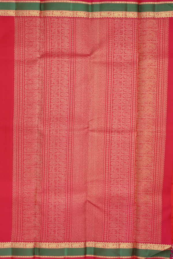 Kanchipuram Silk Saree In Chilli Red With Zari Buttis