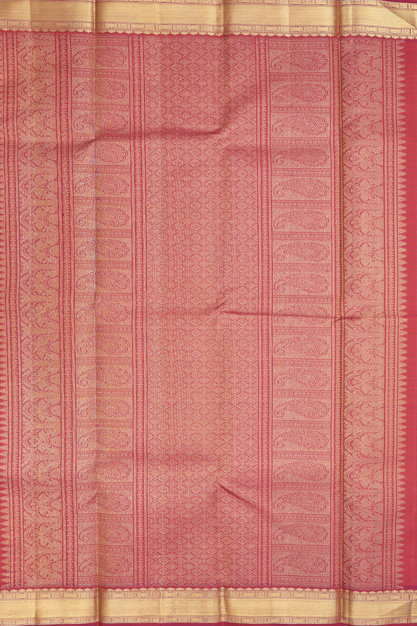 Kanchipuram Silk Saree In Coral Orange With Floral Buttis