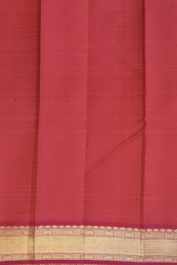 Kanchipuram Silk Saree In Coral Orange With Floral Buttis
