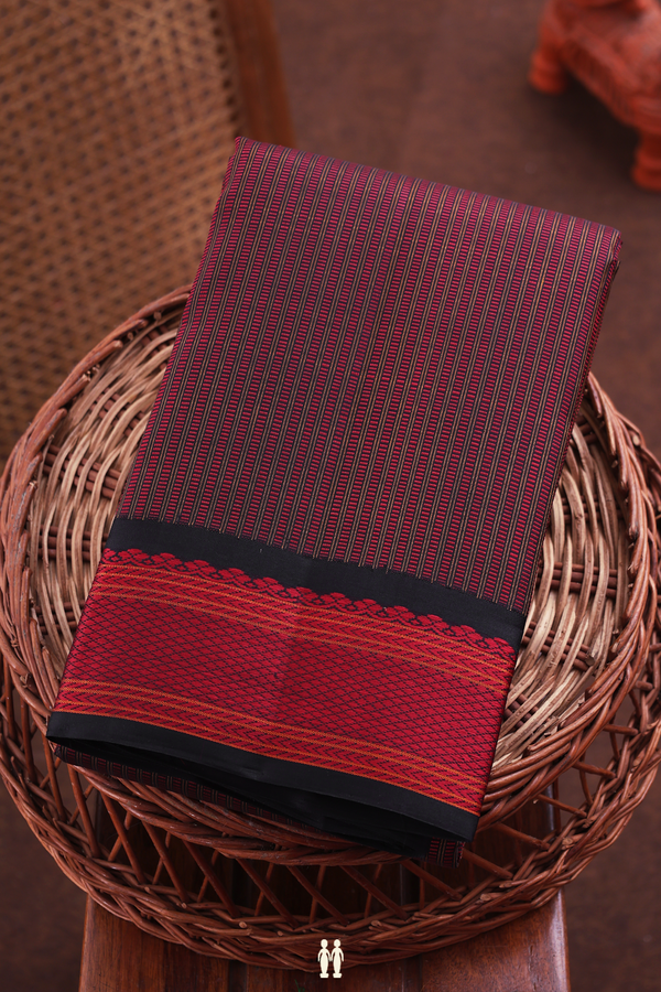 Kanchipuram Silk Saree In Black And Red With Jacquard Pattern