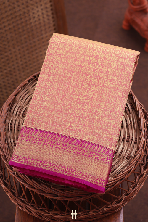 Kanchipuram Silk Saree In Dusty Pink With Jacquard Pattern
