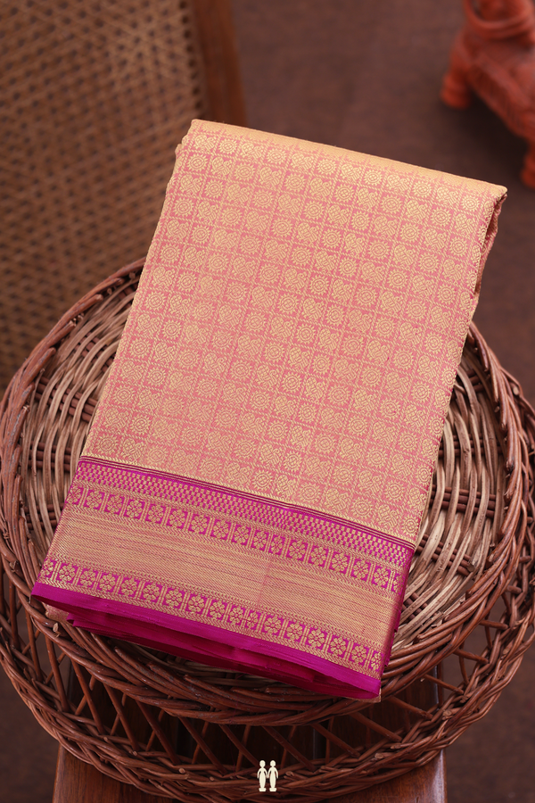 Kanchipuram Silk Saree In Dusty Pink With Jacquard Pattern