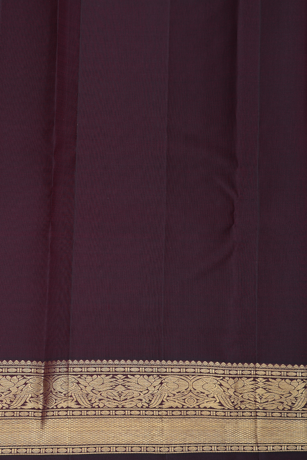 Kanchipuram Silk Saree In Coffee Brown With Horse Buttas