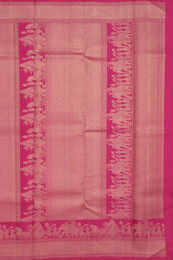 Kanchipuram Silk Saree In Dark Pink With Zari Buttas