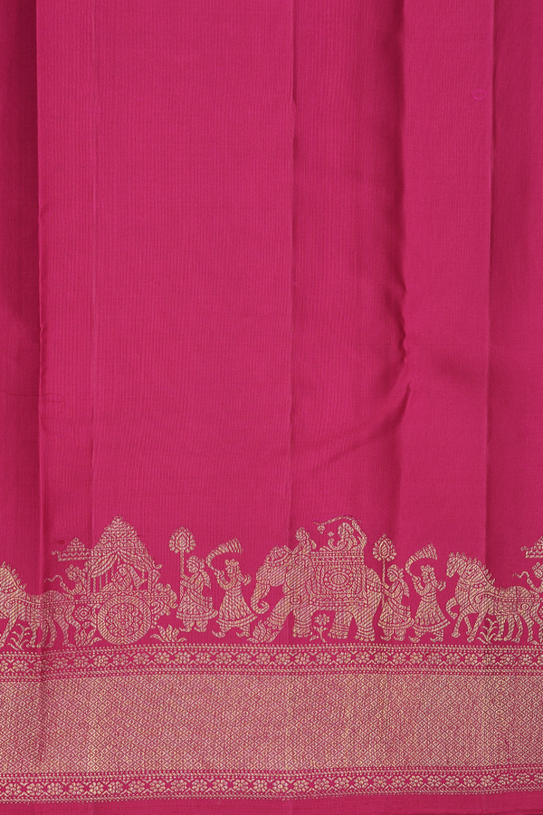 Kanchipuram Silk Saree In Dark Pink With Zari Buttas