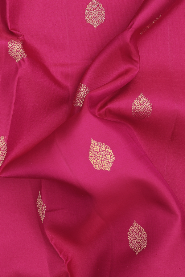 Kanchipuram Silk Saree In Dark Pink With Zari Buttas