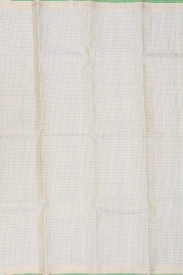 Kanchipuram Silk Saree In Pastel Khaki With Checks Design
