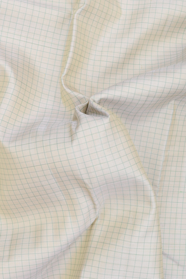 Kanchipuram Silk Saree In Pastel Khaki With Checks Design