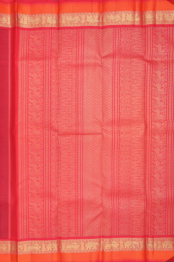 Kanchipuram Silk Saree In Royal Purple With Peacock Buttas