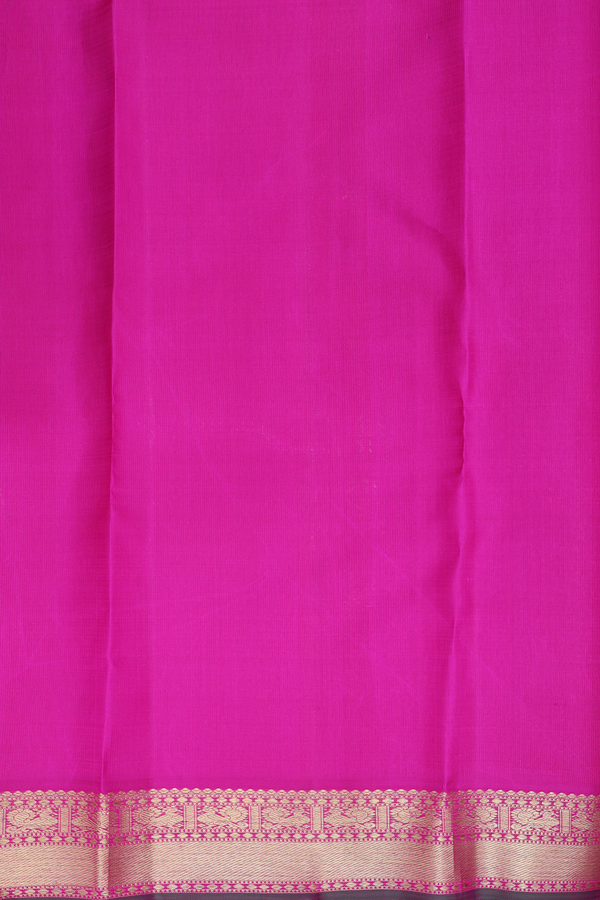 Kanchipuram Silk Saree In Coral Pink Along Stripes With Buttas