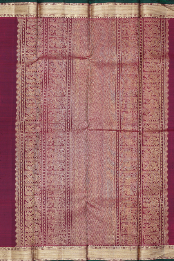 Kanchipuram Silk Saree In Black Along Checks With Buttas