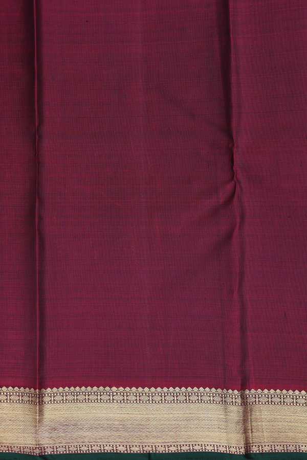 Kanchipuram Silk Saree In Black Along Checks With Buttas