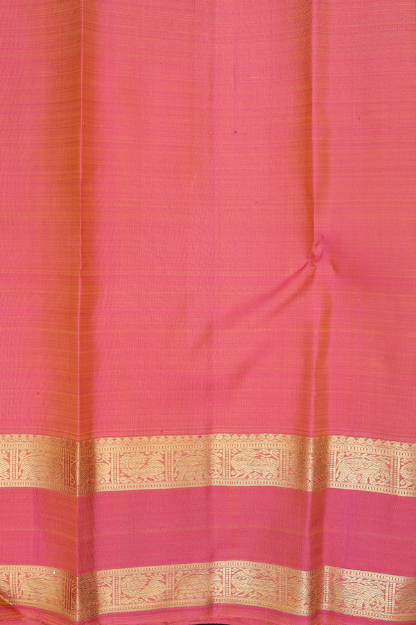 Kanchipuram Silk Saree In Parrot Green With Checks Design
