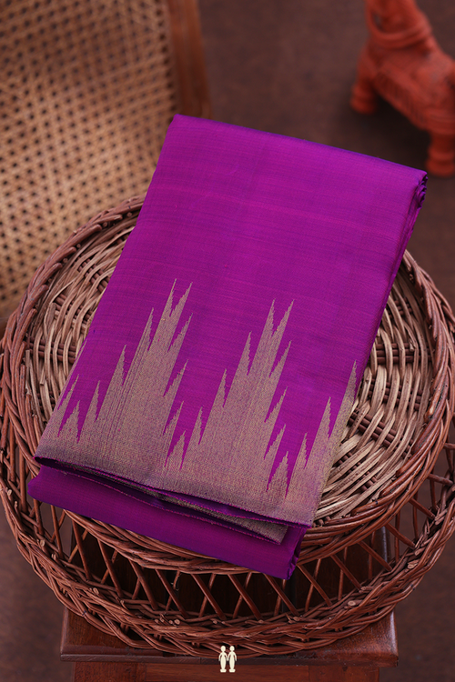 Kanchipuram Silk Saree In Purple Rose With Temple Border