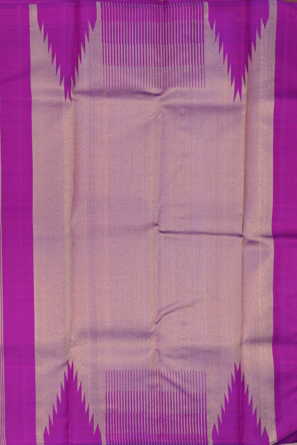 Kanchipuram Silk Saree In Purple Rose With Temple Border