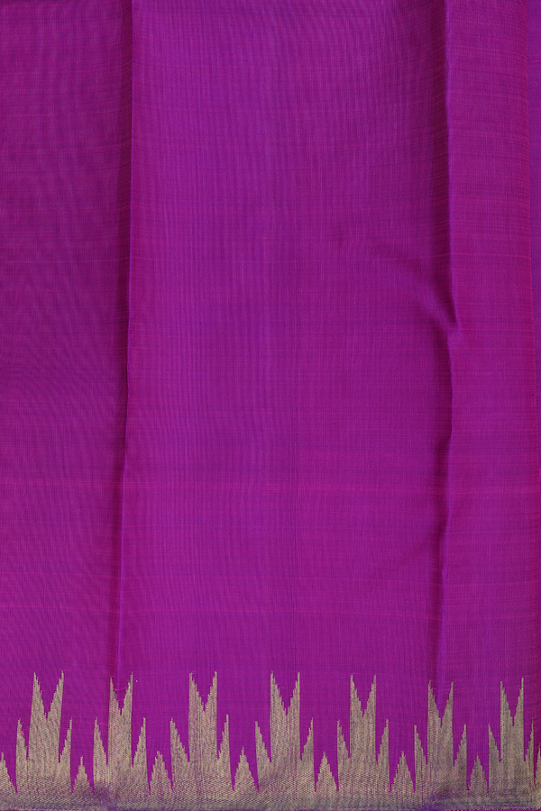 Kanchipuram Silk Saree In Purple Rose With Temple Border