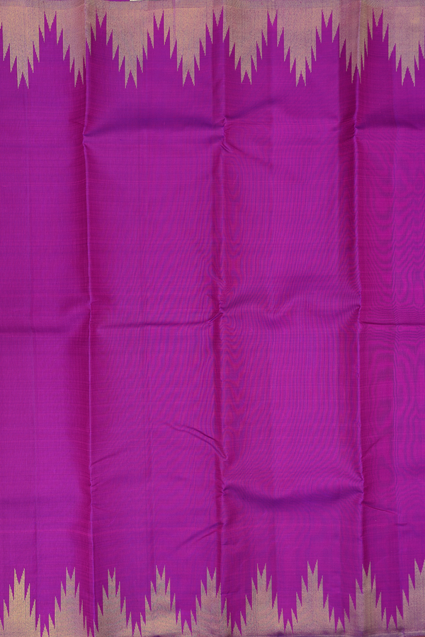 Kanchipuram Silk Saree In Purple Rose With Temple Border