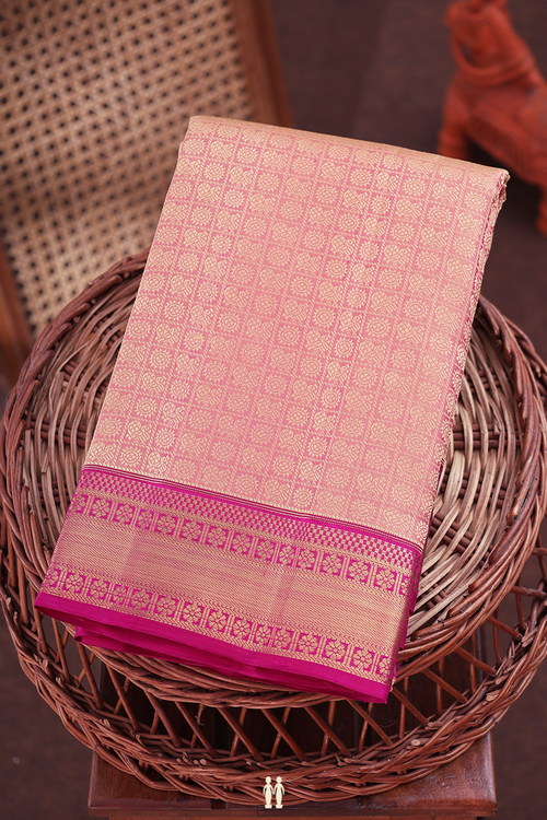 Kanchipuram Silk Saree In Dusty Pink With Jacquard Pattern