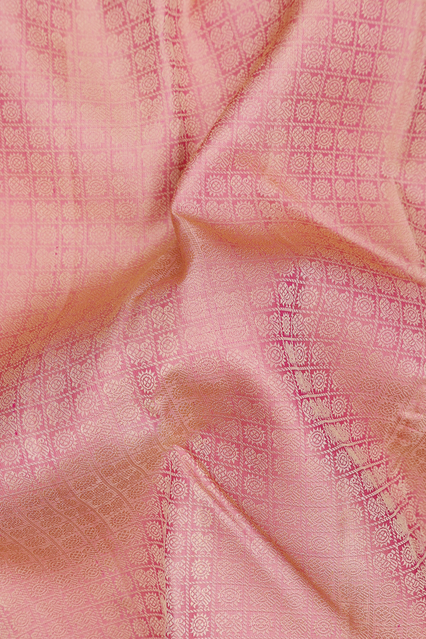 Kanchipuram Silk Saree In Dusty Pink With Jacquard Pattern