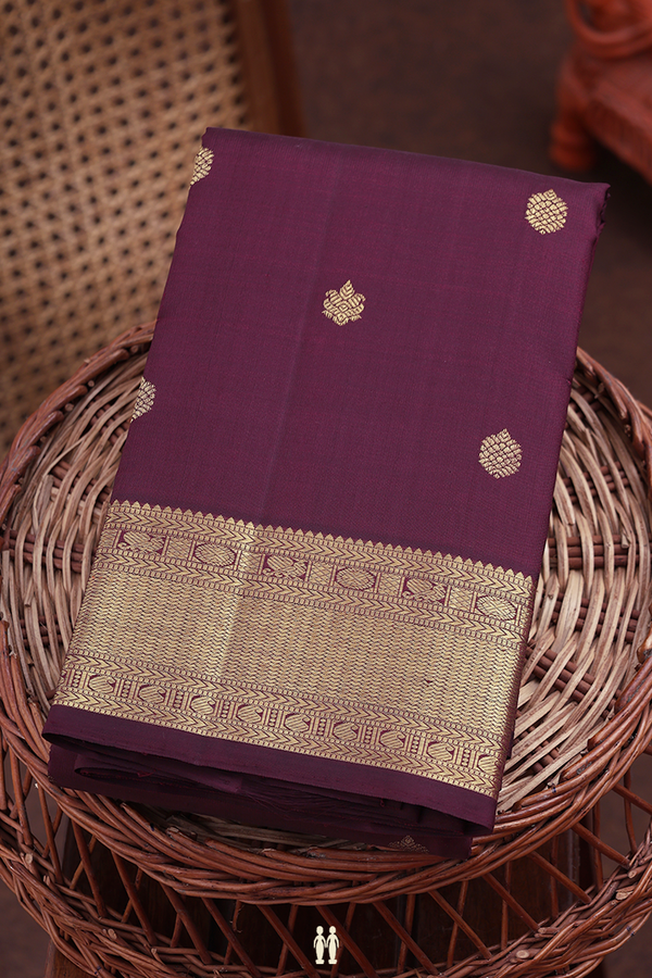 Kanchipuram Silk Saree In Coffee Brown With Zari Buttas