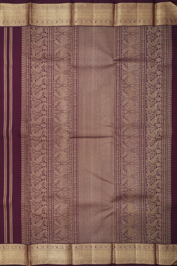 Kanchipuram Silk Saree In Coffee Brown With Zari Buttas