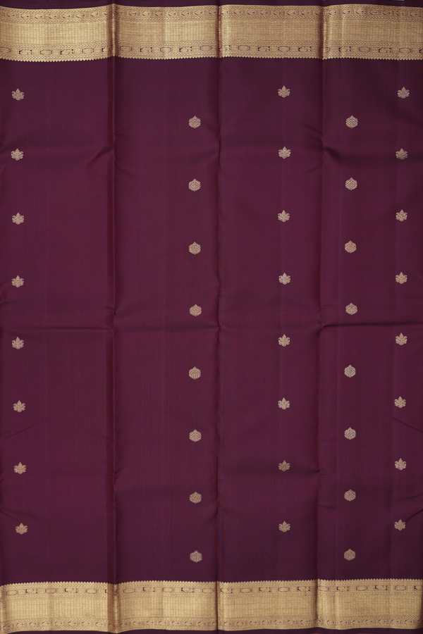 Kanchipuram Silk Saree In Coffee Brown With Zari Buttas